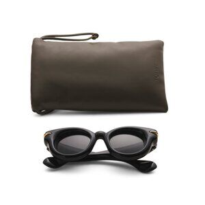 LOEWE Shiny Black 46mm Round Sunglasses